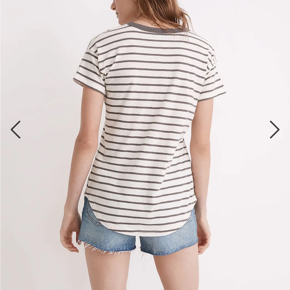 Madewell whisper cotton rib-crewneck tee in Malerva Stripe. L. - Picture 4 of 12